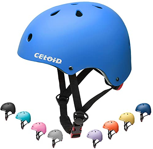 CELOID Kids Bike Helmet,Toddler Skateboard Helmets for Ages 8-14 Years Boys Girls，Adjustable Multi-Sport Bicycle Skateboarding Football Roller Skating Scooter Rollerblade Balance Bike Helmet,Blue
