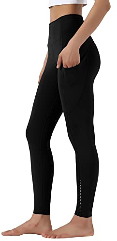 Leovqn High Waist Gym Leggings for Women with Side Pockets Stretch Yoga Pants for Workout Running Sports