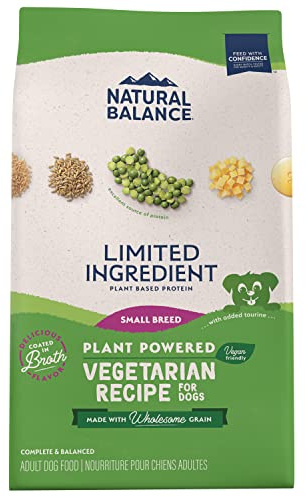 Natural Balance Limited Ingredient Small Breed Adult Dry Dog Food with Vegan Plant Based Protein and Healthy Grains, Vegetarian Recipe, 12 Pound (Pack of 1)