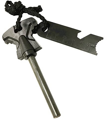 Alfresco Fire Steel XXL, Flint and Steel Fire Starter, Magnesium Torch Lighter, Steel Scraper With Scalamite Bottle Opener, Essential for Survival Equipment and Camping Accessories, Black (DHS001)