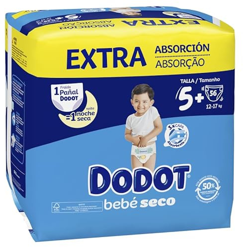 Dodot Bebé Seco Extra - Jumbo Pack Talla 5-56 uds.