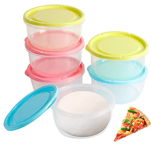 Spoilu Pizzaballenbox mit Deckel 6 Stück, Pizzabox, Pizzateig Box mit Deckel, Gärbox (bunt)