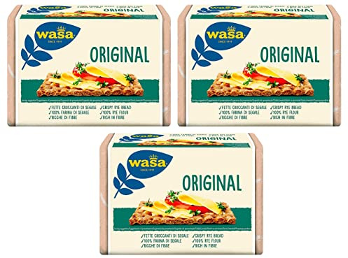 Wasa Original - Galletas con harina de centeno 100%, rebanadas crujientes con harina de centeno, ricas en fibra, 275 g + lata de 400 g