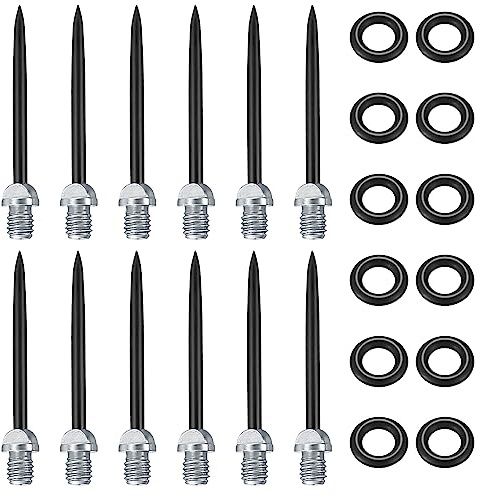 WELHAEPI 12 st. 2BA ståldartpilar spetsar, dartspetsar stålspetsar med 2BA-gänga, metallspetsar för dartpilar konvertering mjuk dart, stålartspetsar metall, med 30 st gummiringar