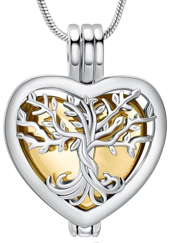 VCCWYQK Collar con colgante en forma de corazón, urna para cenizas, joyería de cremación, flor conmemorativa, minirecuerdo para cenizas, colgante hueco (G)