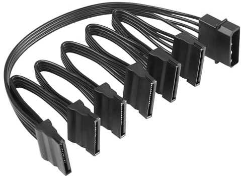 SinLoon Câble répartiteur d'alimentation SATA - Grand câble répartiteur d'alimentation pour disque dur et SSD - 4 broches vers 3 x 15 broches SATA femelle