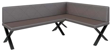 FURNISTAR Eckbank Akiko Metal X - Eckbankgruppe für Ihrem Esszimmer, Küche modern, Sitzecke, Essecke. Perfekt für Küche, Büro und Rezeption. Solide und Starke Verarbeitung. (196x142-Rechts-Soft30)