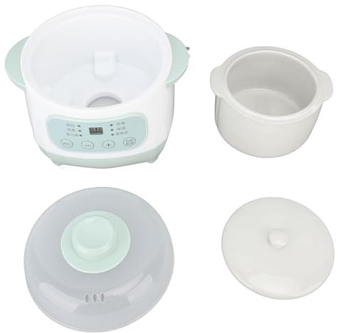 Mijoteuse électrique en Céramique 200W 1L, Marmite à Soupe aux Herbes, Nid D'oiseau, Marmite à Ragoût électrique avec Minuterie à Fonctions Multiples pour la Maison (Prise UE 220V)