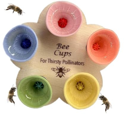 Bee Insect Drinking Cup 5 Colors Insect Drinking Cup Thirsty Pollinators Need a Drink Rainbow Bee Feeding Cup Colourful Drinking Cup for Garden Bee Hummingbird Feeder Insect Need Safe Places to Drink