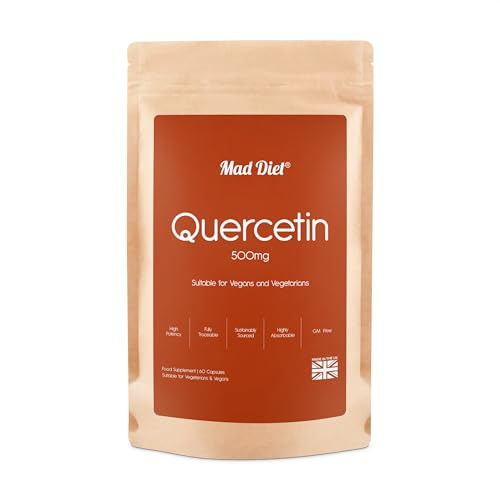 Mad Diet Quercetin 500mg – Antioxidant – Natural Antihistamine - 60 Capsules – Immune & Allergy Support – Zero additives – Vegan Capsules