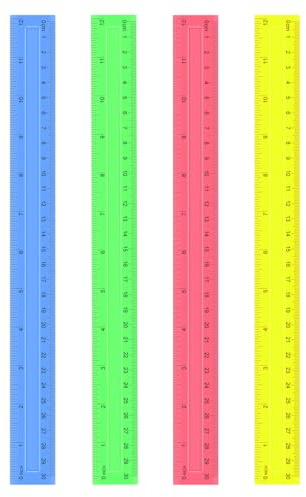 4 Pack Color Transparent Ruler, Plastic Rulers 12 Inch, Assorted Color Metric Rulers Bulk for School, Office, Classroom (4)