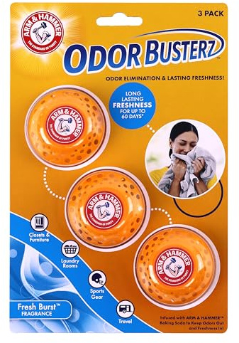 Arm & Hammer OdorBusterz® Odor Eliminator Balls, Fresh Burst, 3 Count – Baking Soda Odor Control for Closets, Drawers, Hampers & Small Spaces