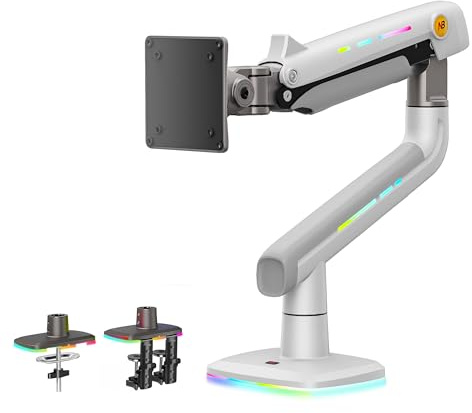 NB Ergonomic Brazo de Monitor para Monitores Ultraanchos hasta 60 Pulgadas, Soporte de Monitor 32 34 49 Pulgada, Carga de hasta 20 kg, VESA 75/100 mm (Blanco)