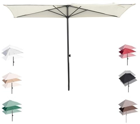 GSKDZG Sombrilla De Pared Media 2m 2.5m 2.7m Parasol Para Terraza Rectángulo Sombrilla De Playa Regulable En Altura, Para Exterior, Patio, Balcón, Jardín(Beige,250x130cm/8x4ft)
