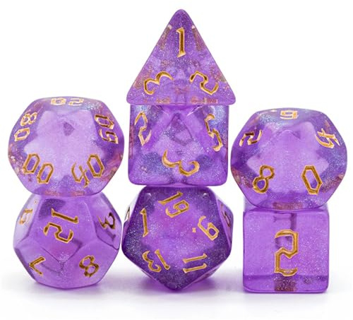 Feywild Whisper Dice Set – Lilac & Lavender Polyhedral Glitter Dice for Tabletop RPGs & Role-Playing Games