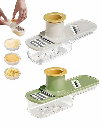 Geyynow 2PCS Small Multifunctional Garlic Grinder Hand, Mini Garlic Slicer Super Thin with Container