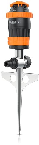 Brandson – 360 Grad Rasensprenger 3/4 Zoll - fünf Sprühmuster - Rasensprinkler für große Flächen – Gartensprenger - einstellbare Sprühweite – Schmutzfilter – für Garten Rasen Pflanzen Beete