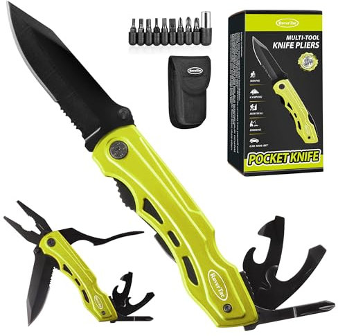 RoverTac Taschenmesser Multitool – Geschenk für Männer und Papa, Weihnachtsgeschenke, Klappmesser mit Zange, Flaschenöffner, Dosenöffner und 9-in-1 Schraubendreher, Taktisches Survival-Messer