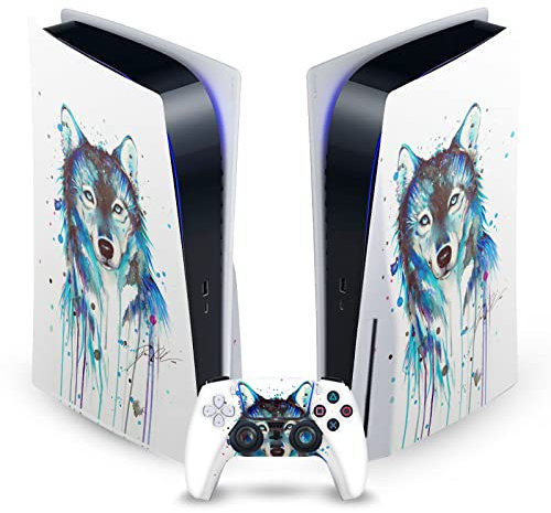 Head Case Designs Officially Licensed Pixie Cold Ice Wolf Art Mix Vinyl Faceplate Sticker Gaming Skin Decal Cover Compatible With Sony PlayStation 5 PS5 Disc Edition Console & DualSense Controller