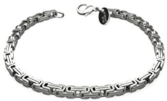 Fly Style Byzantiner Königskette Armband Herren - Königsarmband Edelstahl silber poliert - 5mm breit, 20cm lang