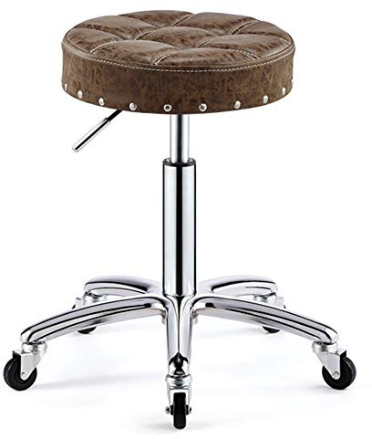 Bar Stool Faux Leather Adjustable Height Swivel Stool Large Base Extremely Comfy 5 Colors (Color : Blue) (Brown)
