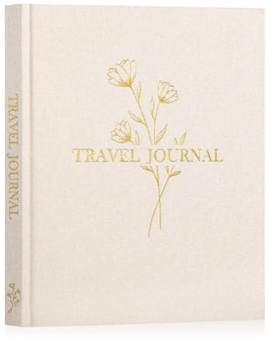 Lanpn Reisetagebuch Notizbuch 110 Seiten, Leinen Reisetagebuch zum Ausfüllen Fotobuch Reisejournal mit Aufforderungen, Reisebuch Urlaub Journal Jubiläums Reise Geschenke (Beige)