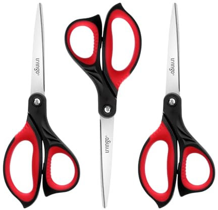 LIVINGO 8,5 Ciseaux, Ciseaux en inoxydable 3 packs ultra tranchants, professionnel Ergonomic Comfort Grip Scissors for Office School Home Supplies