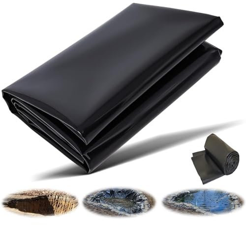 Revestimiento de estanque resistente negro de 10 x 10,5 m, base flexible para estanques de peces de jardín, forro preformado, forro de membrana, ideal para paisajismo, agua, corrientes, fuentes,