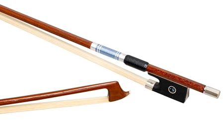 MI&VI NB-545 Brazilwood Violin Bow 4/4 (Full Size) with Bow Case Included | Blue Tinsel | Full Mounted | Natural Horse Hair | Balanced Weight (Blue)