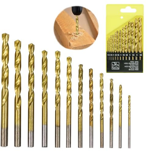 Deilonie 13pcs Drill Bit Sets, Metal Drill Bits for Hard Steel, Drill Bits For Metal, Metric High Speed Steel Set, Titanium Drill Bits Set for Drilling Wood, Metal & Plastic