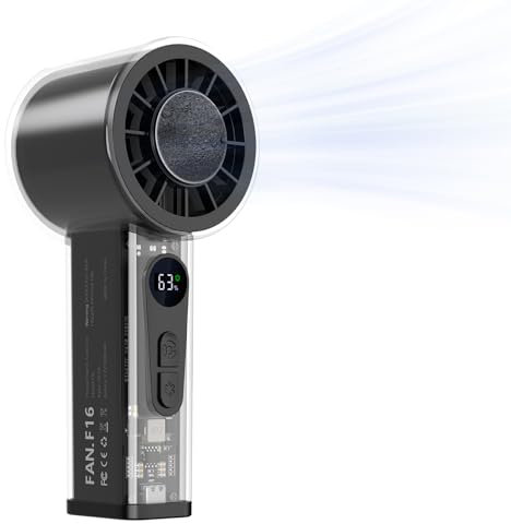 Handheld Turbo Fan with Ice Cooler, Transparent Case Design, Dual Airflow, 5000mAh Rechargeable Battery, 6-Speed Personal Fan, Gift for Women Men Travel/Outdoor/Camping