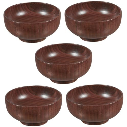 Cabilock 5 Pezzi Ciotola di legno anti-scintilla portafrutta insalatiera piccole ciotole posate da insalata scodella fruttiera in legno grandi insalatiere Coffee