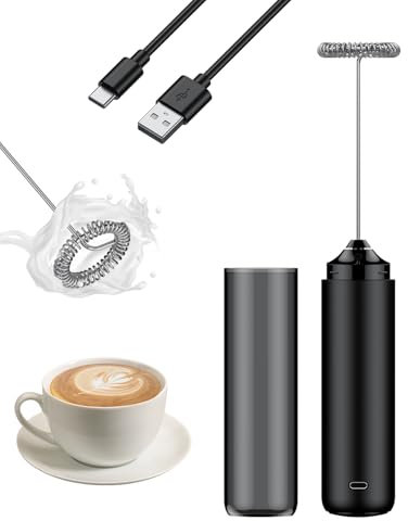 Pawfly Wiederaufladbarer Milchaufschäumer, elektrischer Handschaumbereiter aus Edelstahlquirl, tragbarer Kaffeeschäumer, Akku-Milchaufschäumer Stab Mixer für Cappuccino Latte Matcha Heiße Schokolade