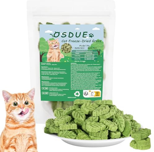OSDUE 100g Katzengras Snack, Cat Grass Teething Stick, Katzengras Sticks Gefriergetrocknet Snacks für Katzen, Katzenminze, Beißstab aus katzengras, für die Zahnpflege und Haarknäuel Entfernen