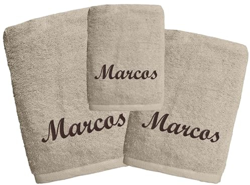 Genérico Juego Toallas Personalizadas Algodón 600gr/m² (Tierra, Juego Toallas 3P (70x140cm)+(50x100cm.)+(30x50cm.))