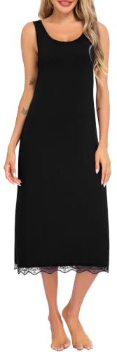 Lovasy Women's Full Slips Ladies Long Nightdress Basic Underskirt with Lace