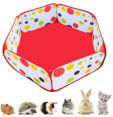 Amakunft Portable Small Animals Playpen, Outdoor/Indoor Pop Open Pet Exercise Fence, Guinea Pig Accessories Metal Wire Yard Fence C&C Cage Tent for Rabbits, Hamster, Chinchillas and Hedgehogs…