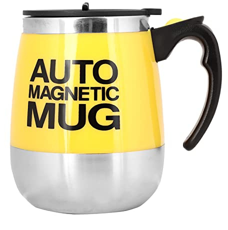 Raguso Coffee Stirring Mug, Electric Coffee Self Stirring Mug Mixing Cup Tea Auto Stirring Magnetic Mug for Home Kitchen Coffee Tea Hot Chocolate (Yellow) Tableware
