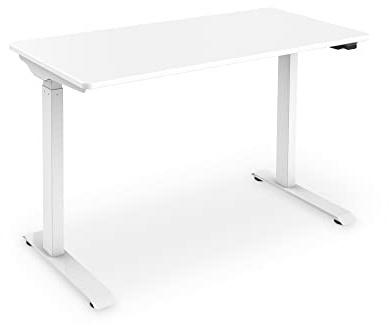 DIGITUS höhenverstellbarer Schreibtisch elektrisch – 1 Motor – Bedienfeld – 120 x 60 (B x T) – Rechteckig – Weiß