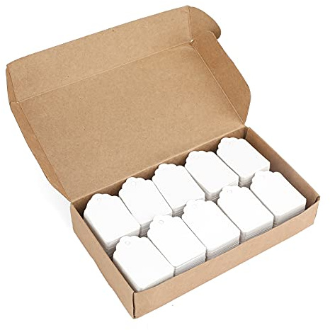 G2PLUS White Mini Blank Price Tags, 1000PCS Jewelry Marking Paper Label Tags, 3.2x5CM Small Pricing Tags for Jewelry Crafting & Clothes