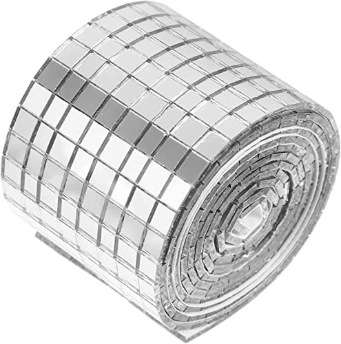 Mini Piastrelle di vetro autoadesive di mosaico Mini adesivi murali quadrati per cucine Piastrelle per bagni Piastrelle decorative Artigianato fai da te Argento 4 * 100 cm