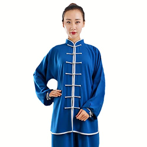 HFCY Kung Fu Vêtements Tai Chi Uniformes Kung FU Costume Arts Martiaux Costume Tenue Wing Chun pour Homme Et Femme,Blue1-XXL