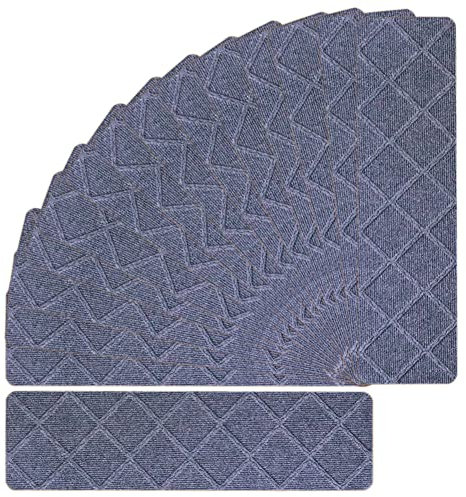 Treppenstufen Matten Selbstklebend, 15 Stück 20.3 x 76cm Rutschfeste Innentreppenläufer für Holzstufen, Treppenstufen Matten Modern, Treppenteppich Antirutsch für Kinder, Älteste und Haustiere