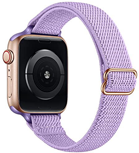 Lysun Stretchigt nylon-solöga-band, kompatibelt med Apple Watch-band, 38 mm, 40 mm, 41 mm, 42 mm, 44 mm, 45 mm, 49 mm, för kvinnor och män, justerbart sportelastiskt band för iWatch Series SE/7/6/5/4