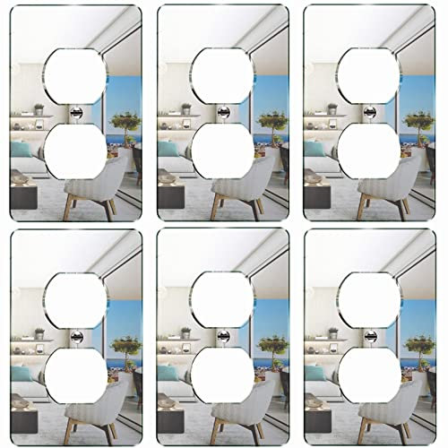 6 placas de pared acrílicas con espejo, placas de interruptor de luz, placas de acrílico duraderas con espejo, placas de pared para tomas eléctricas, cubiertas decorativas de enchufes