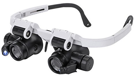 Reparatur Lupe mit Licht Kopfband Lupenbrille Kopflupe Brillen Lupe Lampe Hände Frei für Brillenträger Hobby Reparatur Juweliere Nähen Wimpernverlängerung