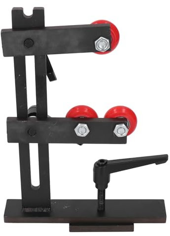 L-Shaped Wood Lathe Steady Rest, Cast Iron Construction, 27x20cm, 3 Chrome-Plated Iron Fixing Wheels, for Woodturning and Long Shaft Workpieces