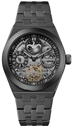 Ingersoll 1892, The Broadway, orologio automatico da uomo 43 mm con quadrante nero e cinturino in ceramica nero I15102