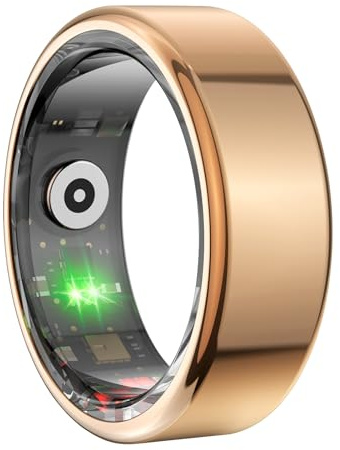 Smart Ring Health Tracker, IP68 Anillo de Seguimiento de Actividad Física Portátil Resistente Al Agua para Mujeres y Hombres, Fitness Sleep Frecuencia Cardíaca Rastreador de (Oro
