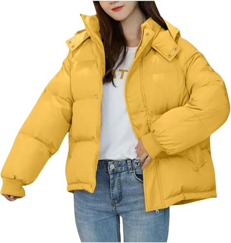 Chaqueta de Pluma Corta con Capucha y Cremallera para Mujer Chaqueta de Pluma Gruesa con Capucha y Cremallera Chaqueta de Pluma Gruesa para Invierno Abrigo Parker cálido